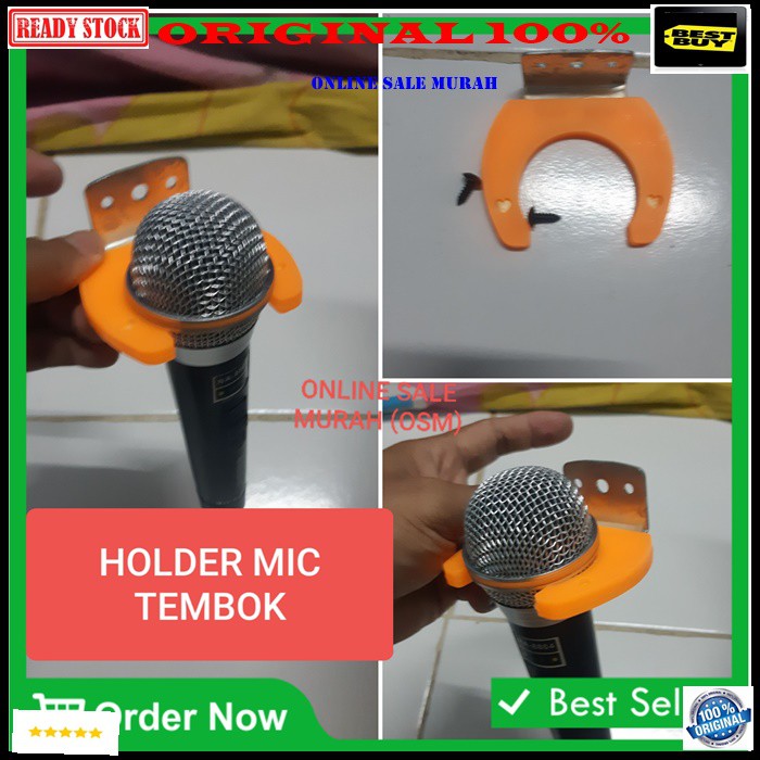 G151 Holder mic besi tembok dinding stand mik wall microphone pegangan gantungan mikr HARGA SATUAN  Bahan besi dan karet  Bisa segala jenis MICROPHONE  Warna hitam dan orange Kosong salah satu kami langsung random warna  100 GRAM ORIGINAL 100% GA