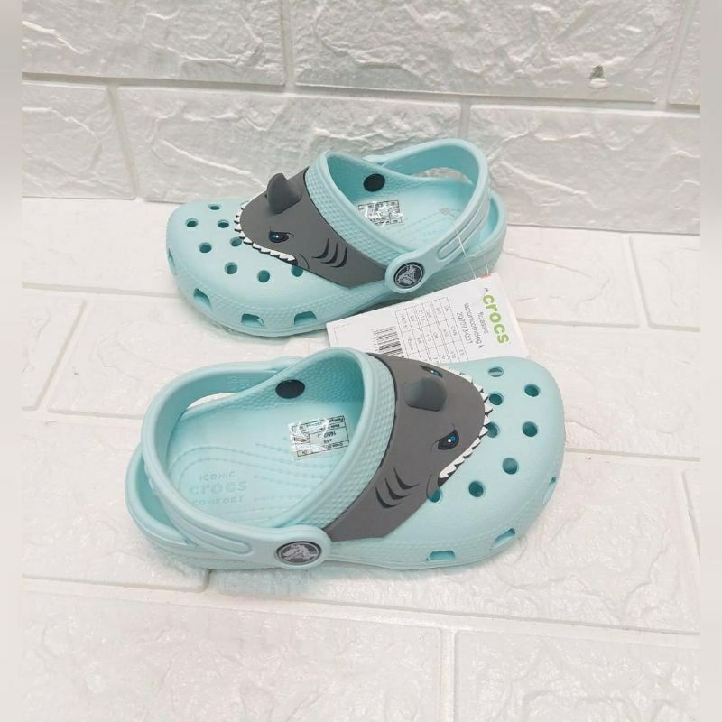 CROCS FUN LAB SHARK HIU Tanduk for KIDS and JUNIOR sandal anak