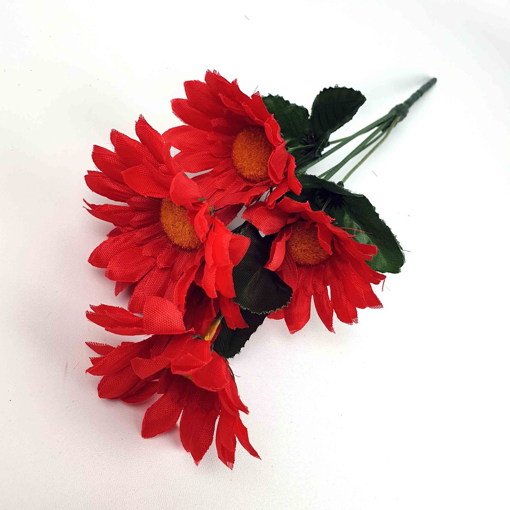 Bunga Daisy S Murah 30cm / Bunga Kain/ Bunga Palsu/ Bunga Plastik-Merah
