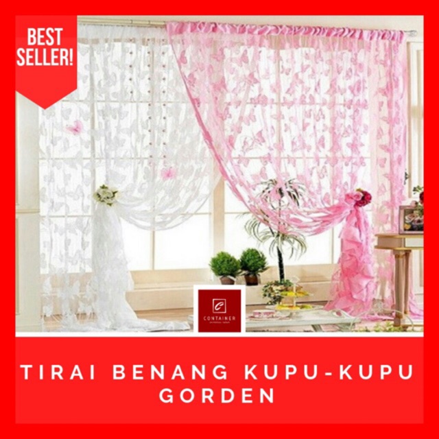 CTU Tirai Benang Kupu Kupu / Tirai Benang Gorden Motif Kupu Kupu - Abu Abu