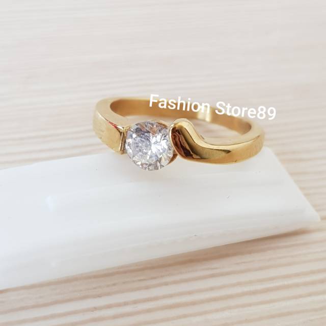 Cincin fashion emas permata putih / cincin nikah / cincin tunangan / cincin Titanium gold