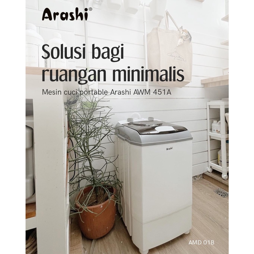 MESIN CUCI ARASHI 4.5KG AWM 451A LAUNDRY  ARASHI MESIN CUCI 4,5 KG - TIPE AWM 451A - mesin cuci 1 tabung