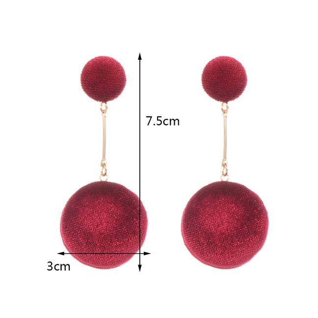 LRCAnting Tusuk Elegant Claret red Round Shape Decorated Earrings