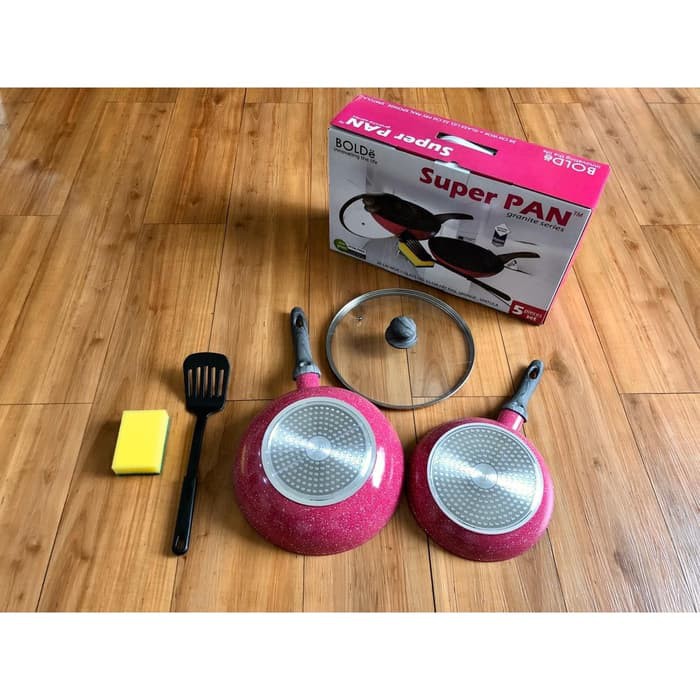 Bolde Super Pan Set BLACK PINK Set 5 Pcs Set Superpan BlackPink Wajan Keramik Wok Pan Bolde Murah