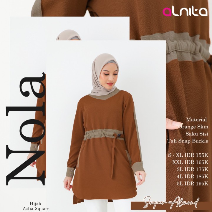 ALNITA ATASAN NOLA BAHAN KULIT JERUK ATASAN MUSLIMAH FASHION OOTD KEKINIAN [BISA COD]