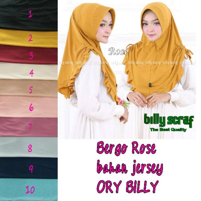 Bergo rose bahan Jersey, Khimar Jersey ory Billy