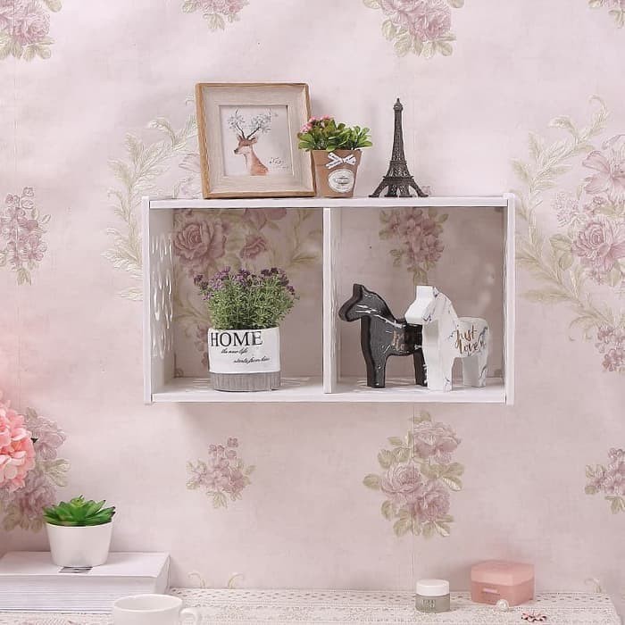 Rak Kubik 2 Ruang Rak DInding Shabby Chic Dekorasi Ruangan MB765