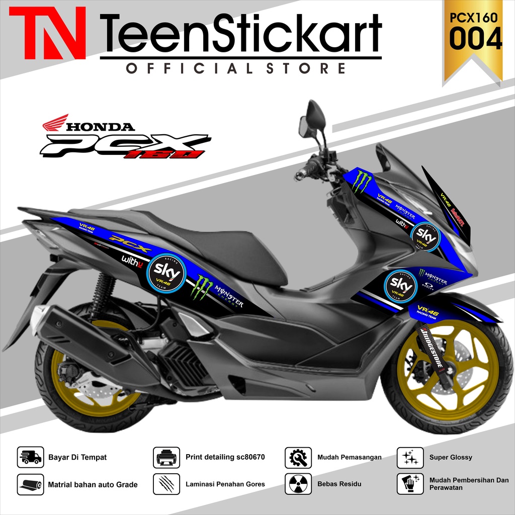 STRIPING PCX 160 2021 -  Striping Hologram Chrome Vynil UV Transparan Variasi HONDA PCX 160 2021 004