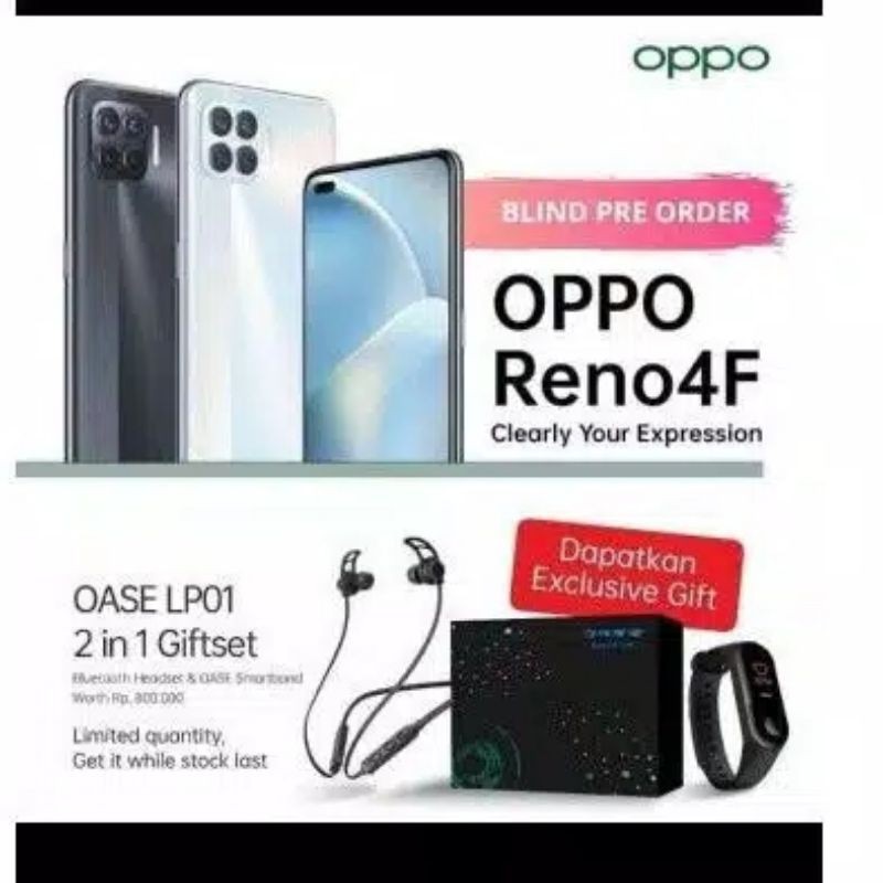 Oppo RENO 4F RAM 8 ROM 128GB FREE GIFT. Garansi RESMI 1TAHUN