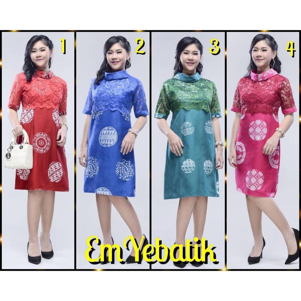 New Item! DRESS TERUSAN BATIK MODERN BROKAT WANITA BOLA