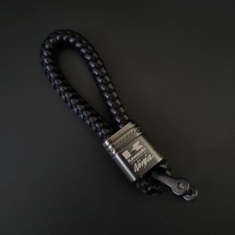 Gantungan kunci kulit motor kawasaki ninja model tali anyam-4