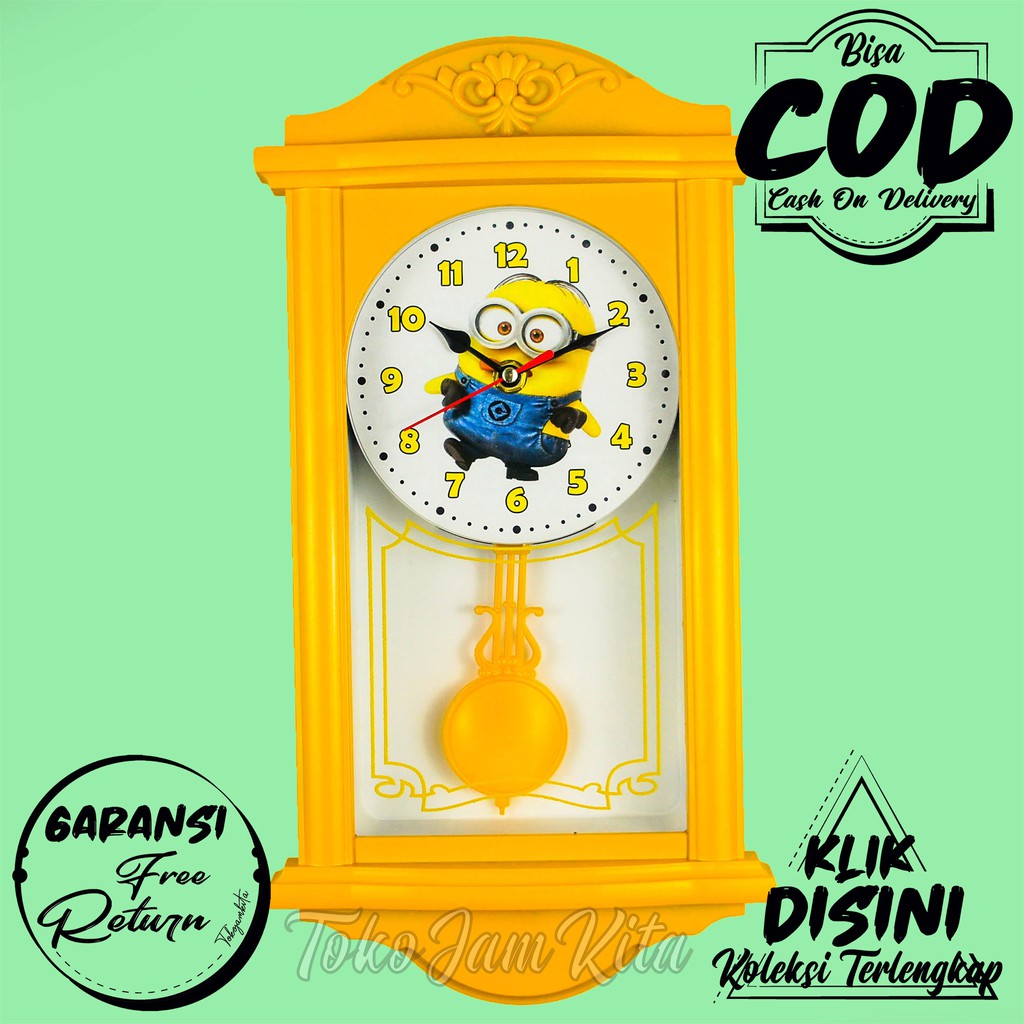 JAM DINDING BANDUL UNIK KARAKTER DORAEMON HELLO KITTY LUCU GARANSI FREE RETURN BAGUS 465