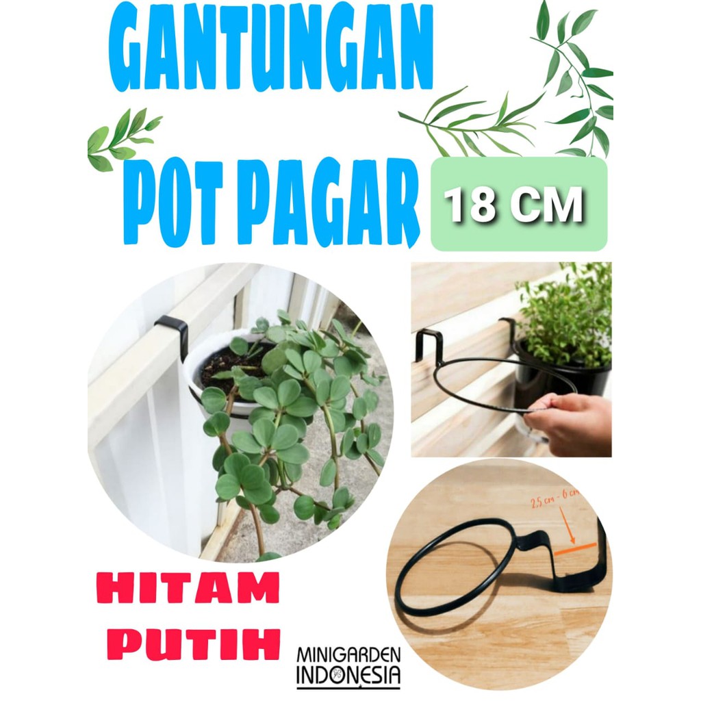 GANTUNGAN POT PAGAR DIAMETER 18 CM cantolan pot wadah pot penyangga pot tempel pagar hollow kotak