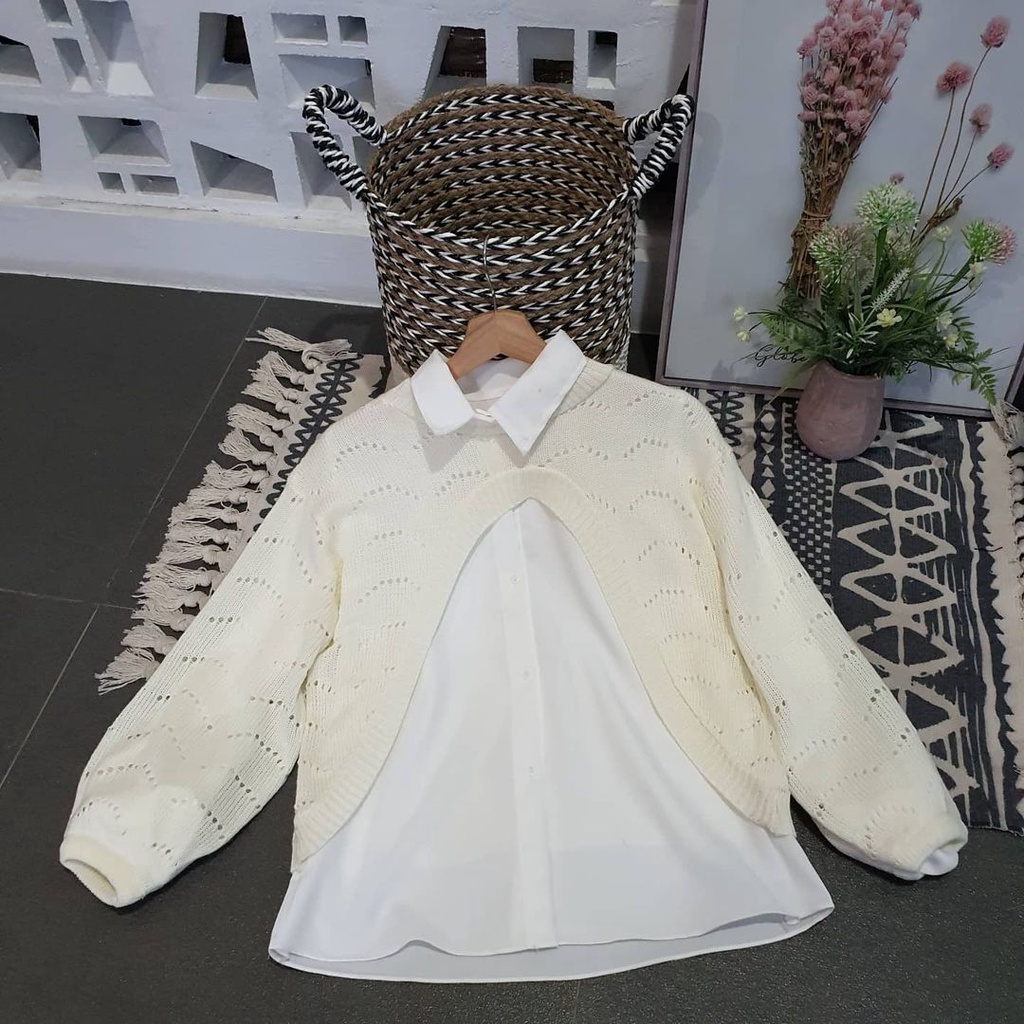 Inez Moon Outer Rajut Wanita Model Croptop