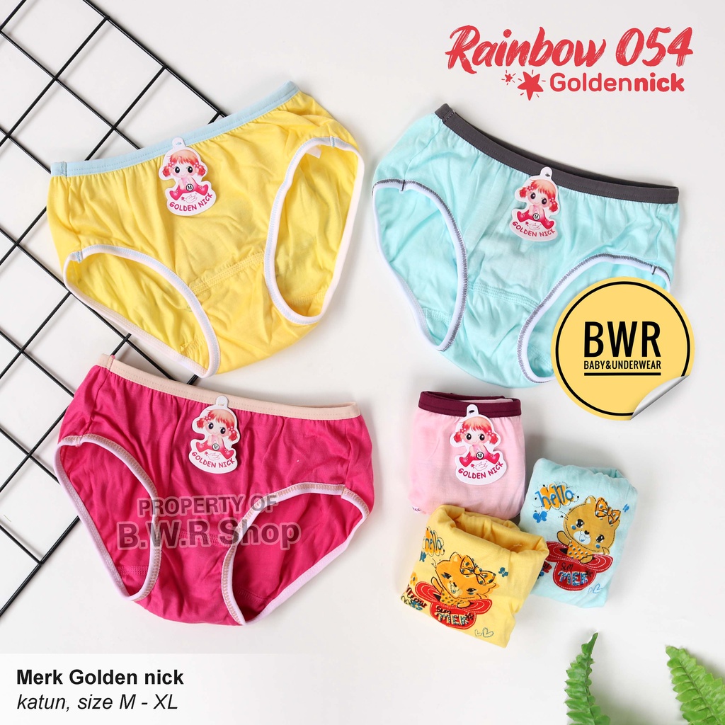 CD Golden Nick 054 RAINBOW Anak / Celana Dalam Anak Perempuan List Warna | Bwr