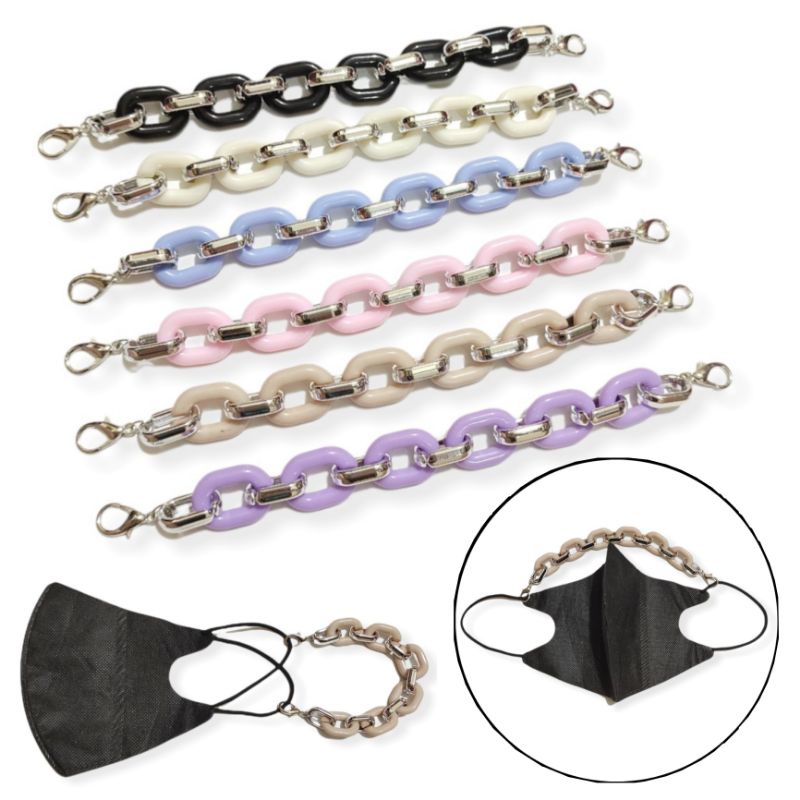 Konektor Masker Hijab Mask Connector Lucia Pastel Acrilic Chain Strap