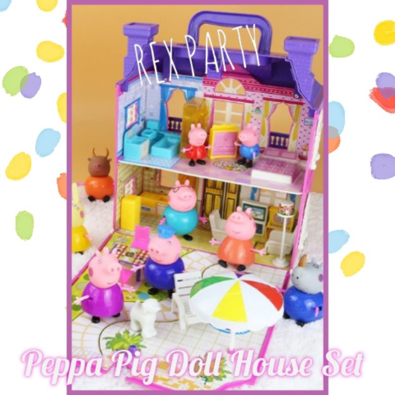 Jual Peppa Pig Toy House Set/Peppa Pig House Suitcase Set/Mainan Rumah Peppa Pig/Peppa Pig Doll
