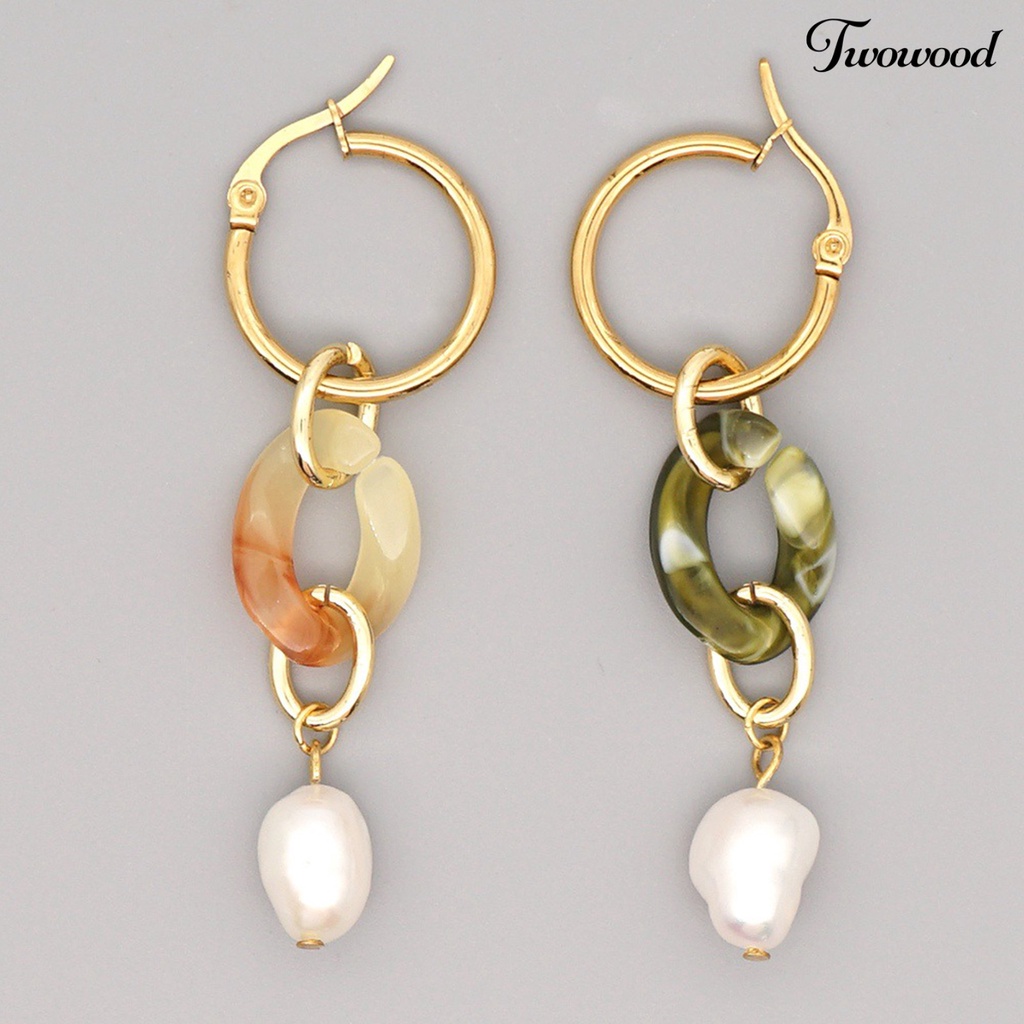 Twowood 1 Pair Bohemian Earrings Faux Pearl Comfortable to Wear Baroque Style Exquisite Long Dangle Earrings for Party