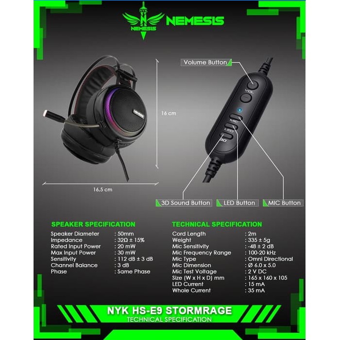 HEADSET GAMING NYK NEMESIS HS-E9 USB 7.1 STORMRAGE