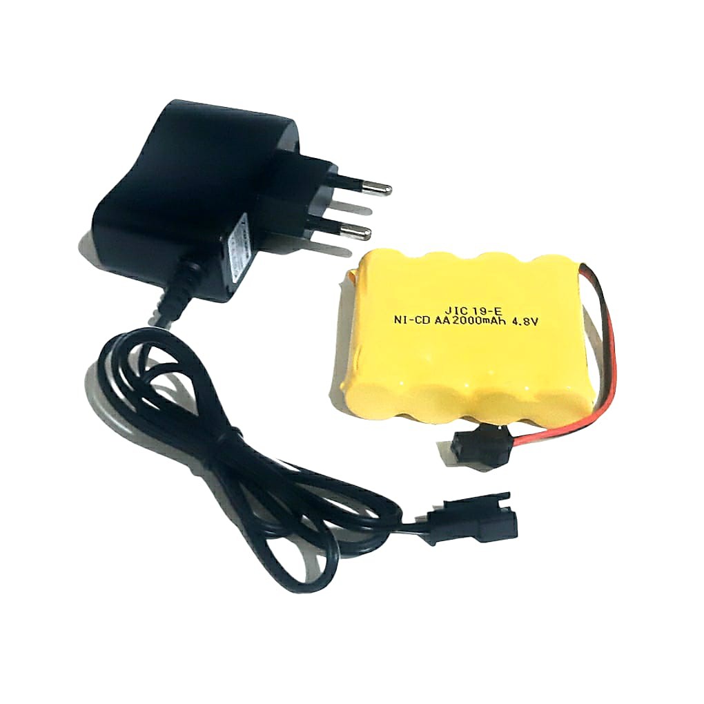 Batery Mobil Remot + Casan RC Ni-CD 4x AA 4.8V - 2000mAh Soket Hitam