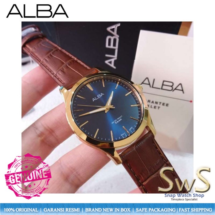 ALBA AS9M38X1 Leather Strap 40 mm Original Jam Tangan Pria