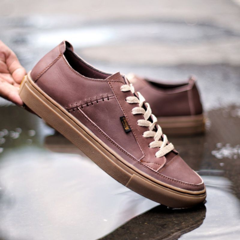 FULL LEATHER DANTE BROWN - Sepatu Sneakers Pria Kulit Asli Original Cevany 38 39 40 41 42 43 44