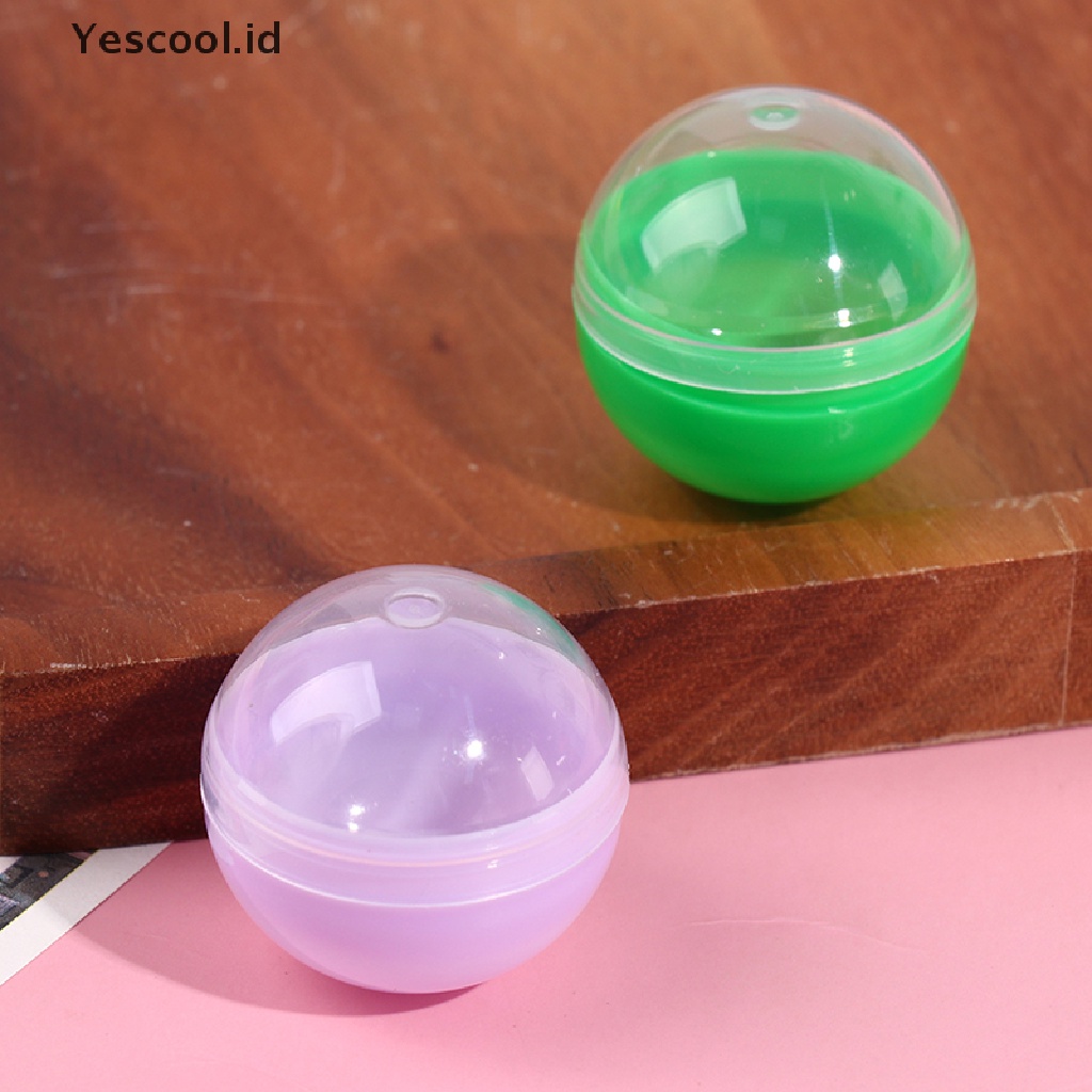 (Yescool) 100pcs / Set Mainan Kapsul Vending Kosong Bahan Plastik Warna Transparan Untuk Anak