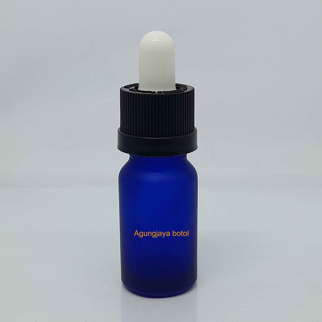Botol Kaca Kosmetik 10 ml BR Biru Frosted Pipet Karet / Yk 4805