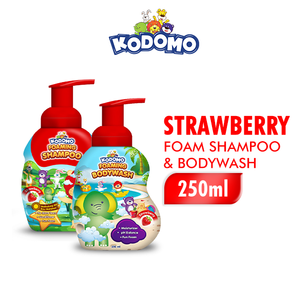 Kodomo Shampoo Foam Strawberry 250 ml + Kodomo Bodywash Foam Strawberry Botol 250 ml