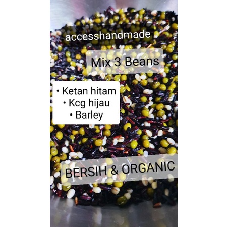 

Organic Mix Beans Kacang Hijau Ketan Hitam Barley Jali BERSIH 500gr 1kg