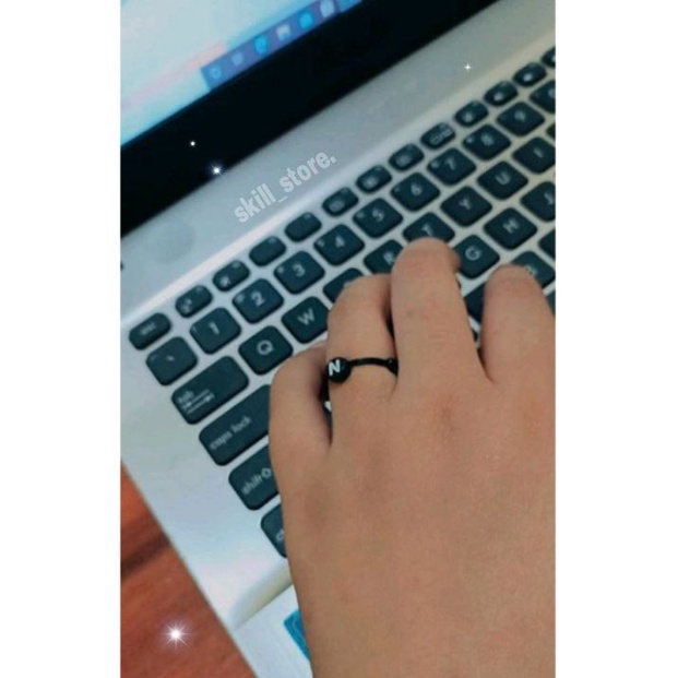 CINCIN INISIAL (BULAT PIPIH) TALI SATIN /CINCIN COUPLE/CINCIN INISIAL CUSTOME HURUF BULAT