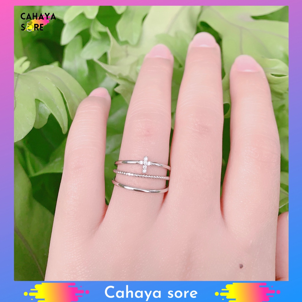 Cincin Xuping Silver Cincin Dewasa Model Permata Love CD17