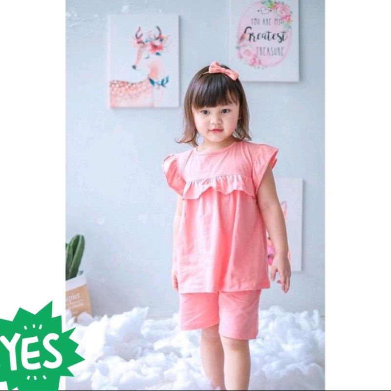 SETELAN ANAK MURAH BAJU ANAK CEWEK POMPOM LUCU