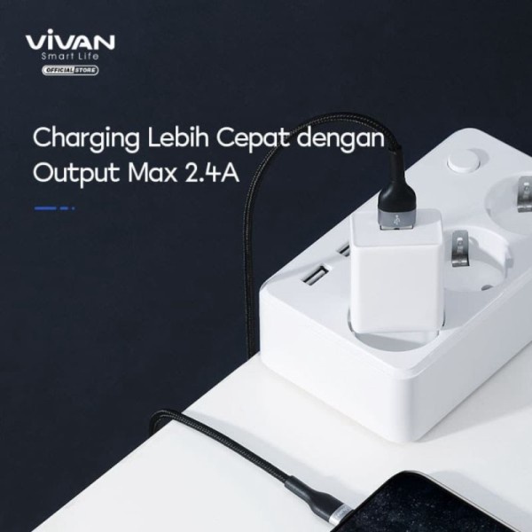 Kabel Data Vivan VXM100S Silver- Fast Charging