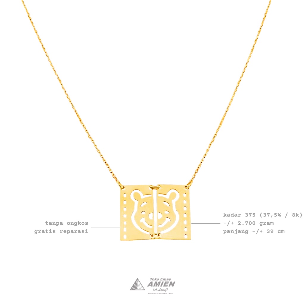 Toko Emas Amien Kalung Emas Asli UBS Kadar 375 (37,5% / 8K) 2.700 Gram - Winnie The Pooh Kepala Beru