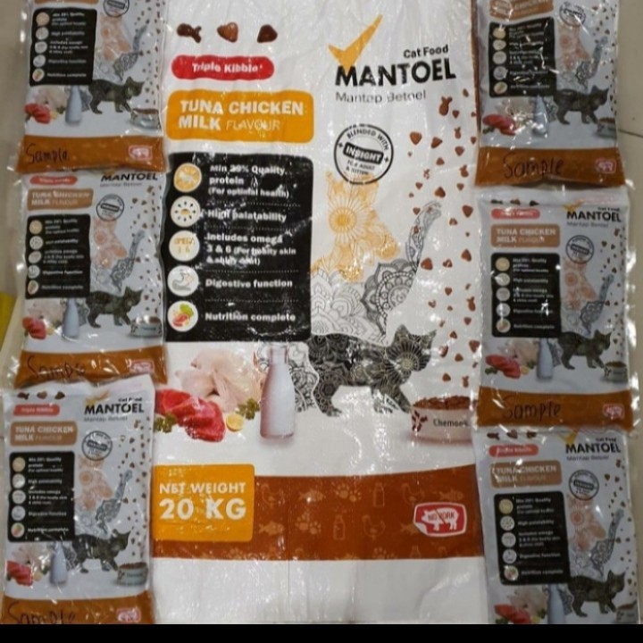MAKANAN KUCING MANTOEL TUNA CHICKEN MILK FLAVOUR 1KG