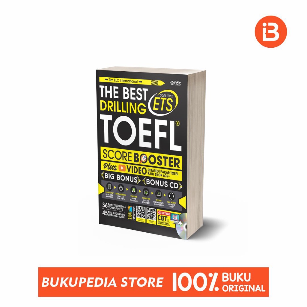 

BUKU TOEFL THE BEST DRILLING SCORE BOOSTER - EMC - (BONUS BOOKMARK) SOAL LEVEL ETS