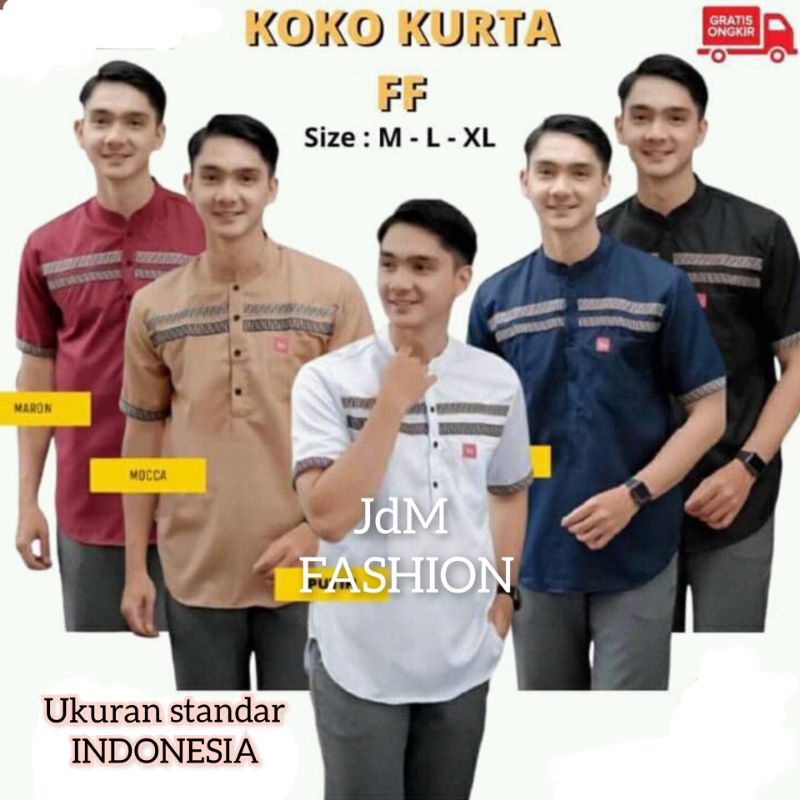 Kemeja Koko Kurta Toyobo  Lengan Pendek Baju kemeja pria Up Denim Bahan Katun