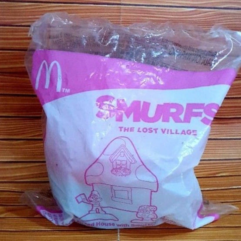 Mainan anak toys happy meal mcd Smurf Light Red House Langka