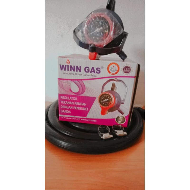 Regulator WINN GAS W 900 M , Paket  , Selang Gas Klem  LPG 3  lapis ori