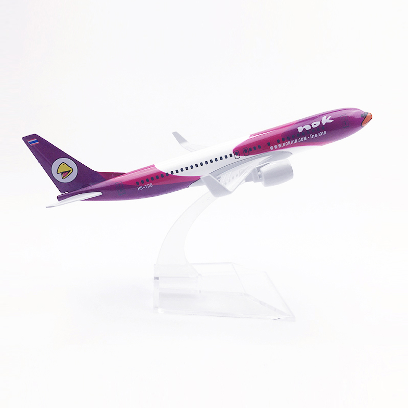 Model Pesawat Terbang Thailand Airways NOK Boeing 737 Bahan Alloy Warna Ungu Ukuran 16CM