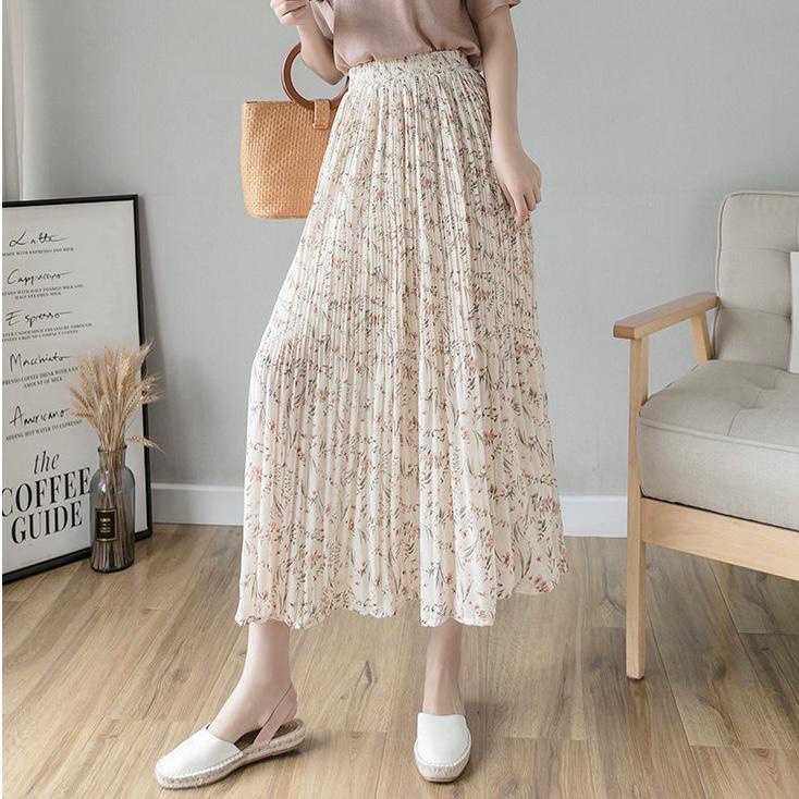 Plisket Bunga Lily Wanita 90cm Bahan Hyget Premium all size