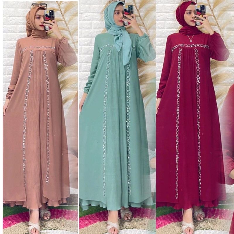 Gamis Outer Payet Mix Plisket Ceruty Premium
