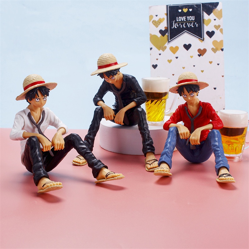 Mainan Action Figure Model Anime One Piece Luffy Duduk Untuk Koleksi