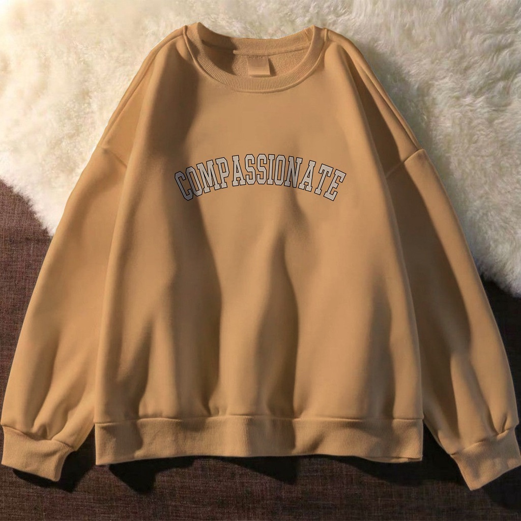 COMPASSIONATE BASIC SWEATER CREAM UNISEX FLEECE TERBARU'