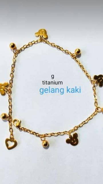 Gelang kaki titanium asli, awet, tidak luntur