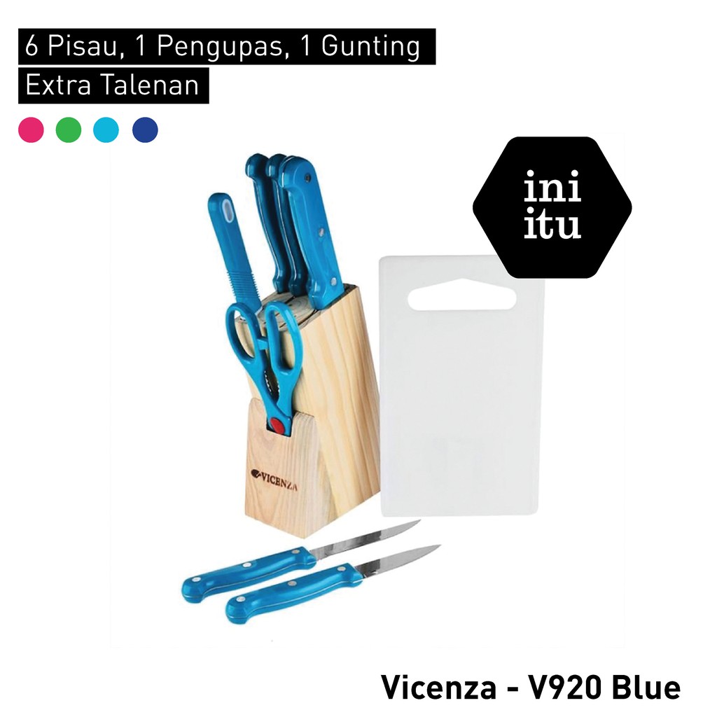 [ Vicenza ] Pisau Set Vicenza V920 - 10 in 1 - Pink, Navy, Baby Blue, Green