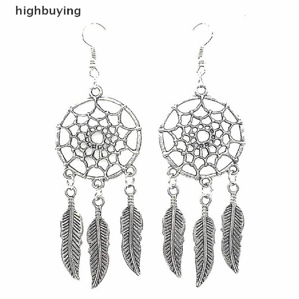 Hbid Anting Gantung Lapis Silver Model Dream Catcher Vintage Untuk Wanita