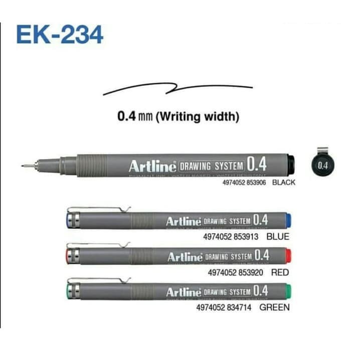 

Pendrawing- Spidol Drawing Pen Marker Artline 0,4 Mm - Ek-234 -Drawing-Pen.