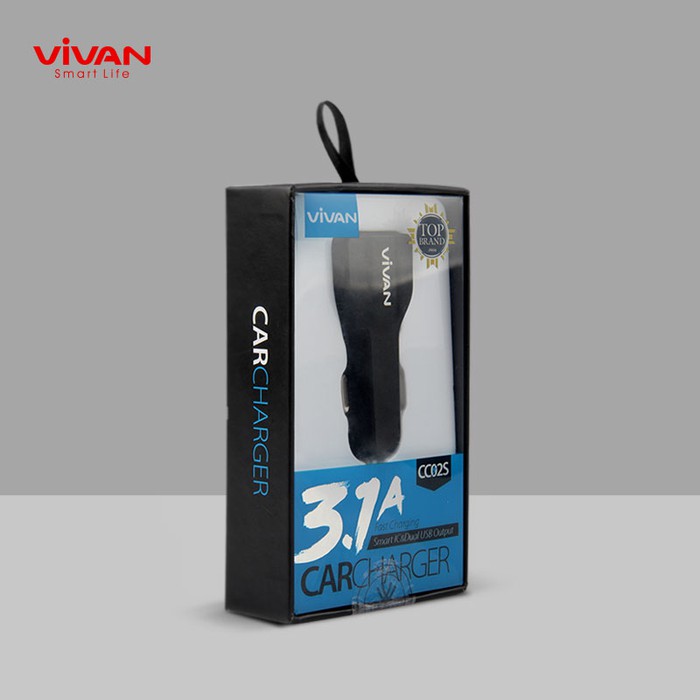 VIVAN CC02S 2 USB Ports 3.1A IC Car Charger - Garansi Resmi 1 Tahun - Putih